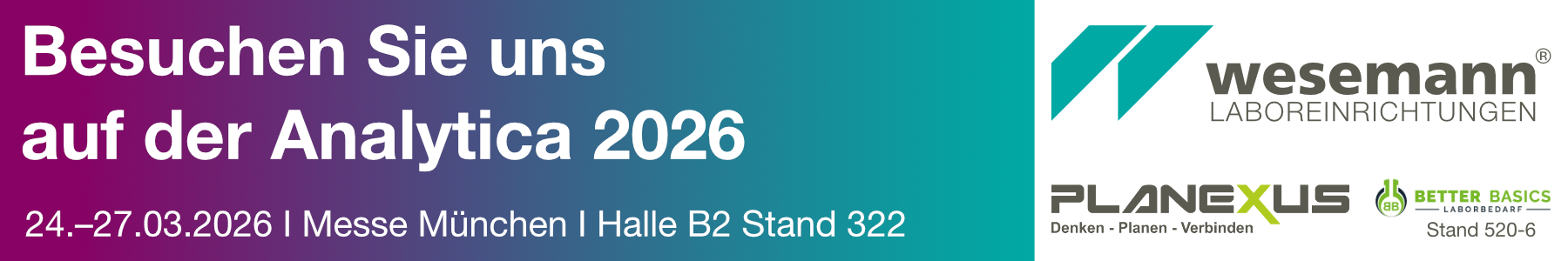 Besuchen Sie uns auf der Analytica 2026 – 24.–27.03.2026, Messe München, Halle B2 Stand 322