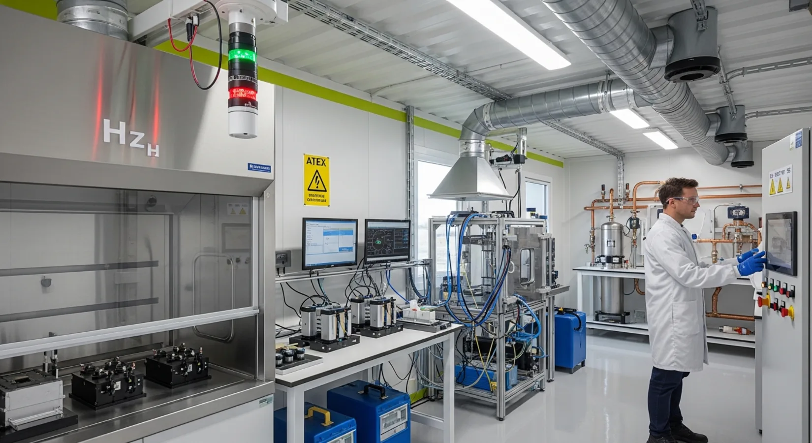 Laborcontainer für H₂-Forschung & Batterietests – Ex-Schutz, Gasdetektion und Förderung